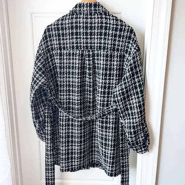 ASOS Oversize Tweed Button Down Coat Size 6 - Image 4