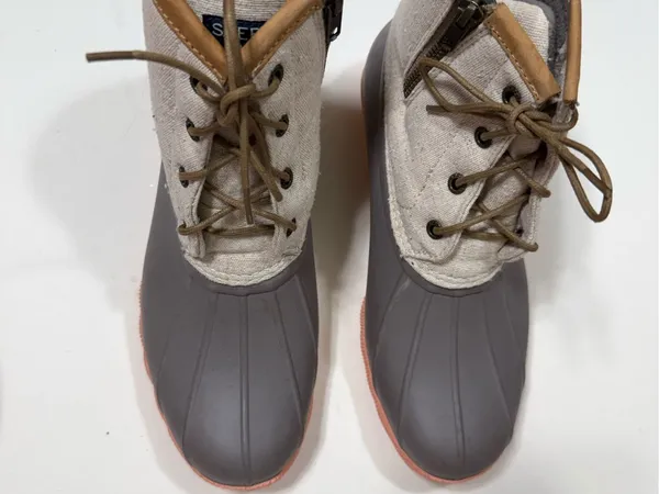 Sperry Top Sider Saltwater Duck Boot Rain Boot Pop Linen Rose Gray Pink Size 8.5 - Image 5