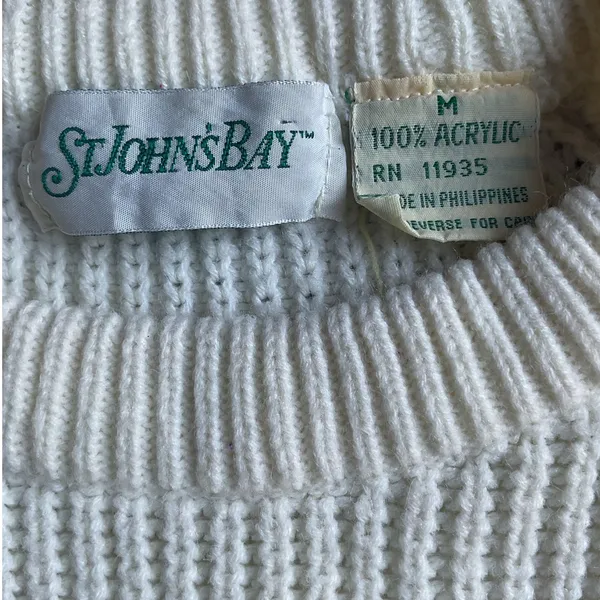 Vintage St. John’s Bay Cream Knit Pullover Sweater Women’s M Acrylic - Image 5