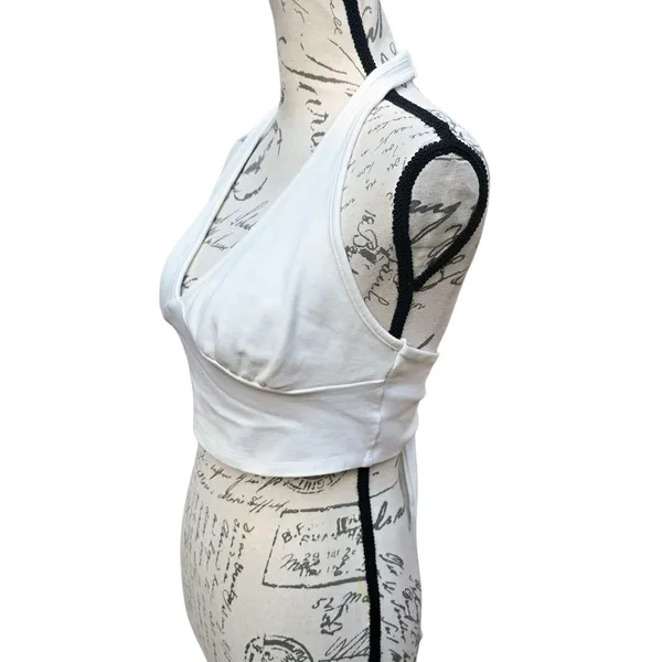 Altar'd State -1645 White Halter Top Back Tie Sleeveless Crop Top‎ - Size Large - Image 3