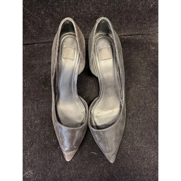 White House Black Market Grey Snakeskin d'Orsay Pointed‎ Toe Pumps Heels Size 8M - Image 4