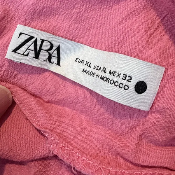Zara Pink Square Neck Midi Dress Ruched Twisted Straps‎ XL - Image 4