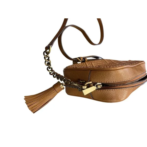 Michael Kors wms woven brown leather gold ware crossbody shoulder bag SKU 9907 - Image 3