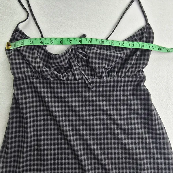 Aeropostale‎ Gingham Y2K Mini Dress Black White Checkered Empire Waist XS - Image 8