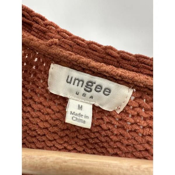 Umgee Pink Orange Sunset Stripe Long Sleeve Knit Cardigan Sweater Womens Medium‎ - Image 5