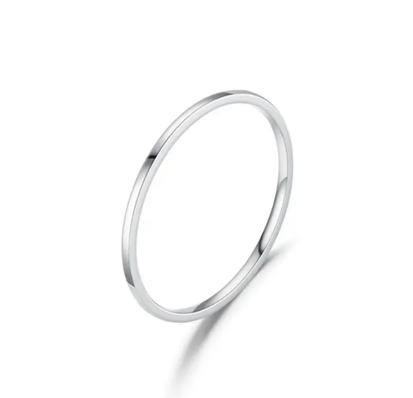 2MM Thin Titanium Steel Silver color Couple Ring - Image 3