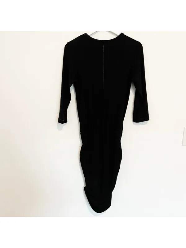 Sundry Ruched Blouson Dress‎ Size XS Black Gold Thread Stretch Knit Mini Capsule - Image 11