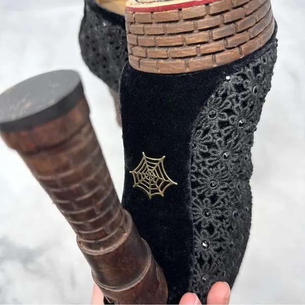 Charlotte Olympia Damsel in Distress Castle Tower Heel Crochet Platform Boots 38 - Image 12