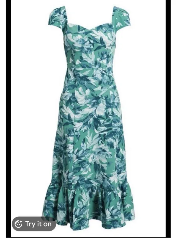 NWT Chelsea28 Green Sweetheart Neckline Cap Sleeve Midi Dress Size Small - Image 2