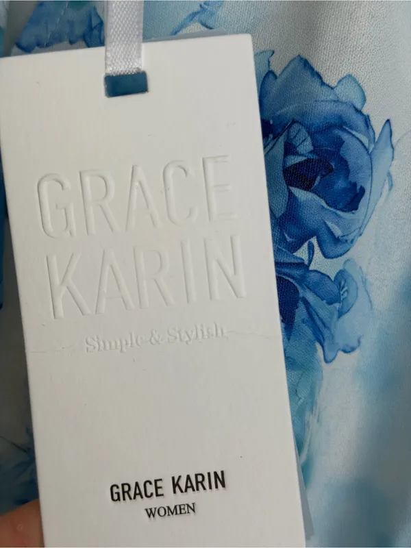 Grace Karin Blue Floral Smocked Maxi Dress Size M NWT - Image 7
