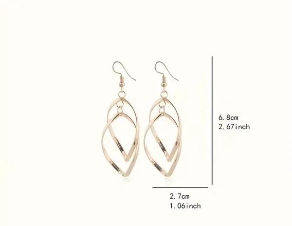 Women’s Golden Hollow Out Geometric Twisted Design Dangle Earrings NWT - Image 3