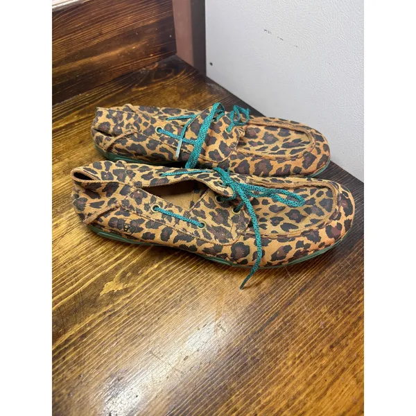 Ariat Tan Leopard Print Loafers‎ Size 7.5 - Image 2