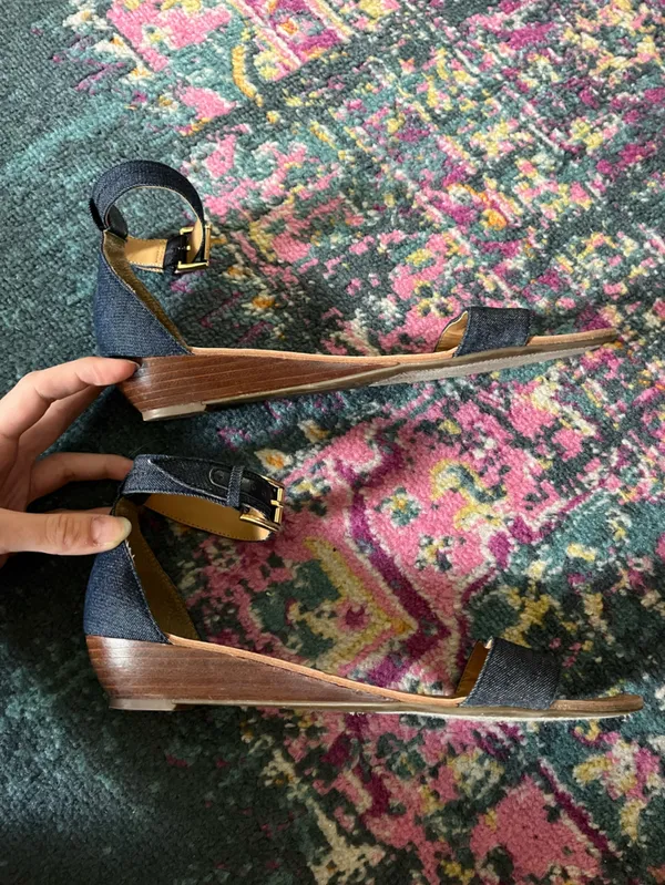 Tommy Hilfiger Denim Navy and Tan Ankle-Strap Sandals - Image 2