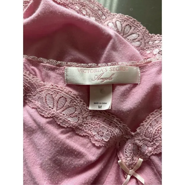 Vintage Victoria’s Secret Angel Pink Lace Cami Tank Top Y2K Spaghetti Strap M - Image 2