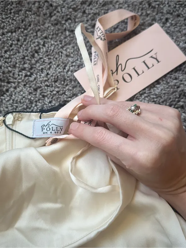 Oh Polly Cream Satin Mini Dress - Image 3
