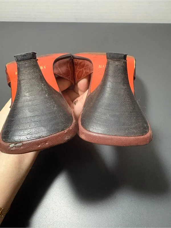NINE WEST Vintage 90s Brown and Orange Kitten Heels - Image 7