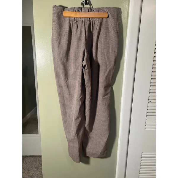 A New Day Womens Sz 6 Wide Leg Dress Pant Trousers Pleated Houndstooth Cream Tan - Image 5