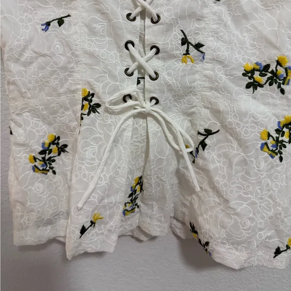 Anthropologie Vanessa Virginia Lace Corset Tank Top White Floral Embroidered 10 - Image 8