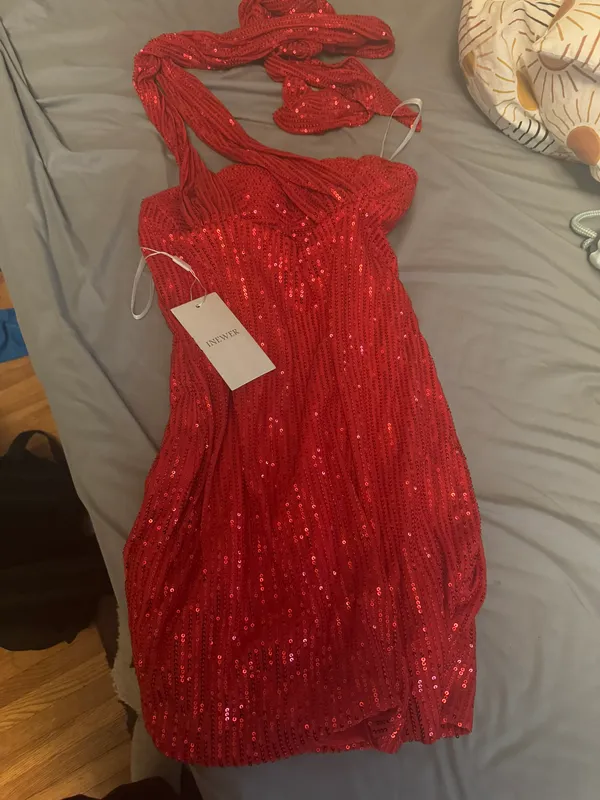 Amazon red halter sequins dress - Image 3
