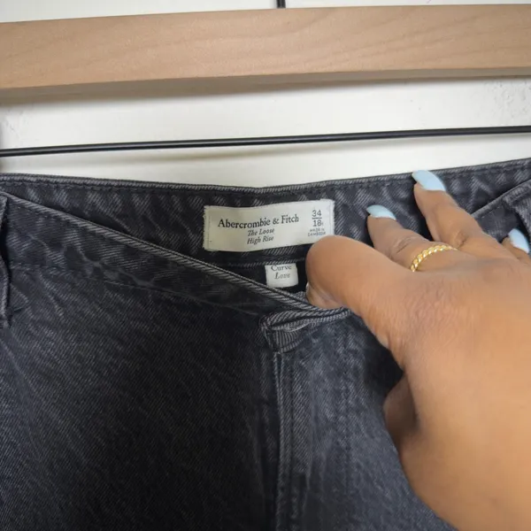 Abercrombie & Fitch Womens Jeans 18R Black Curve Love The Loose High‎ Rise 34 - Image 8