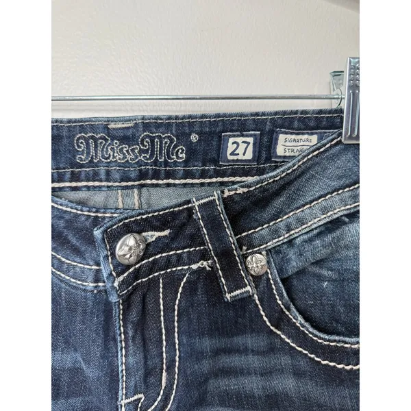Miss Me Women's Embellished Bling Multicolor Signature Straight Dark Wash 27 - Image 4
