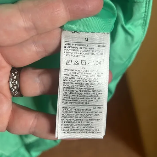 GAP ColdControl Windproof Puffer Vest Mint Green Medium Lightweight Quilted - Image 13