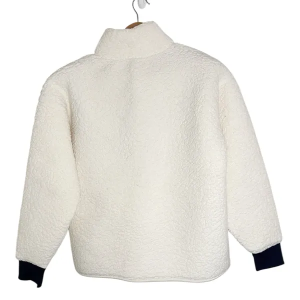 Tommy Hilfiger Women’s Chevron Fleece Sherpa Quarter zip Sweatshirt Jacket sz S - Image 3
