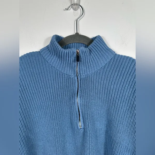 Edikted Sweater Women’s Medium Blue Cropped‎ Ribbed Quarter Zip Pullover - Image 5
