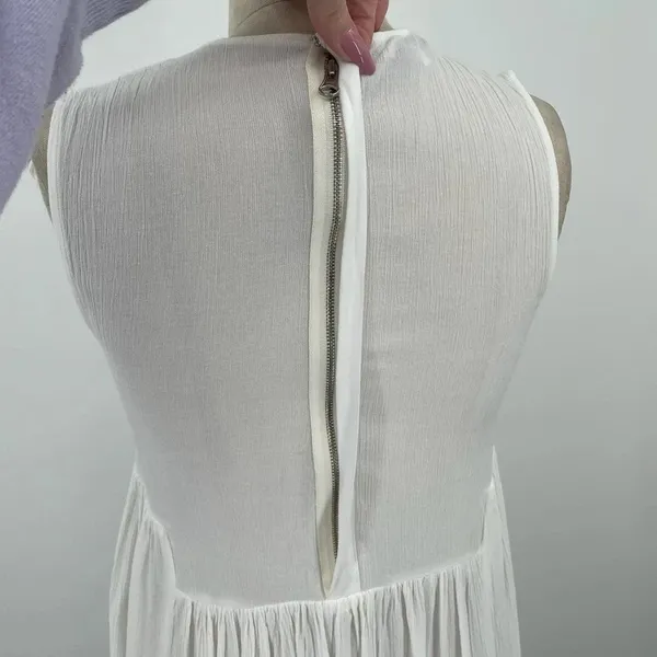 Vince Shirred Sleeveless Tiered Midi Long Dress in‎ Off White Size XS - Image 9