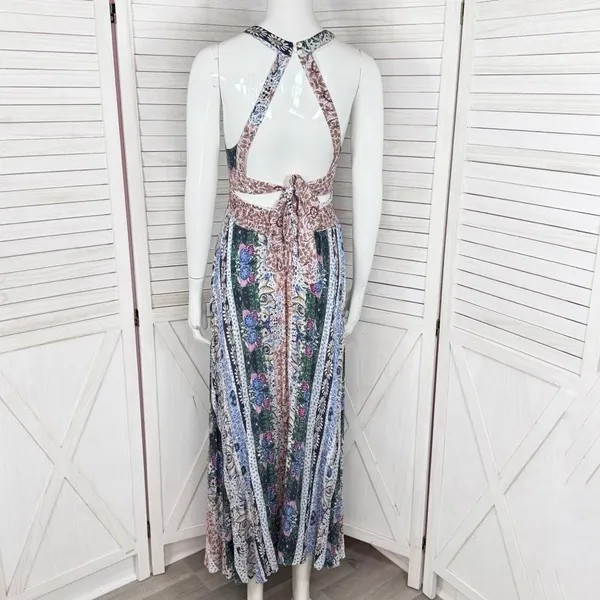 JAASE Endless Summer‎ Boho Multi Floral Print Open Back Maxi Sundress Small - Image 4