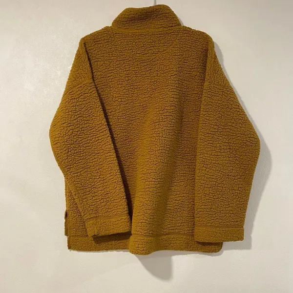 Aerie Sherpa Pullover Small Mustard Fleece Oversized Cozy - Image 3
