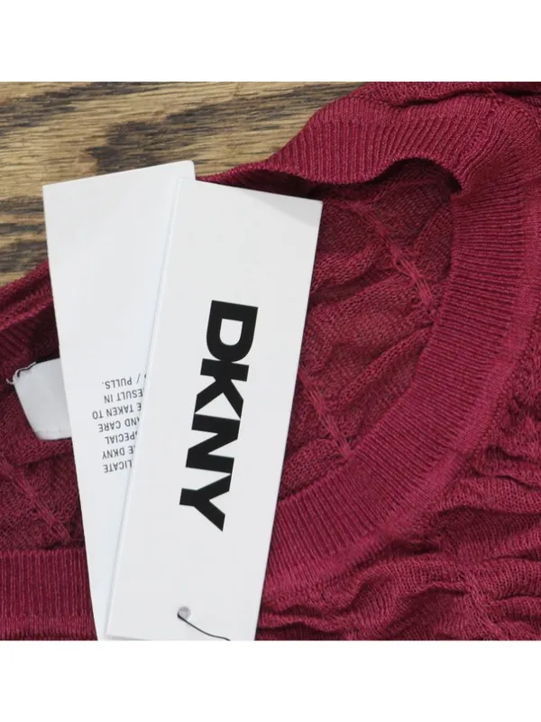 NWT DKNY Textured Ruched Superfine Texture Top P52SAW83 Beet Red L - Image 9