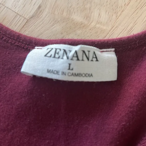 Zenana womens cropped tank top maroon burgundy cotton spandex L large - Image 2