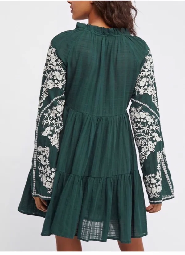 Free People Emerald City Embroidered Sleeve Dress - Image 3