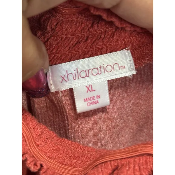 Xhilaration Orange/White Ombre Short Sleeve Smock Boat Neck Size XL Crochet - Image 2