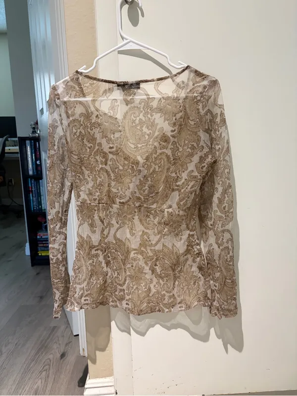 Vero moda romantic sheer Paisley Long-Sleeve top blouse - Image 4