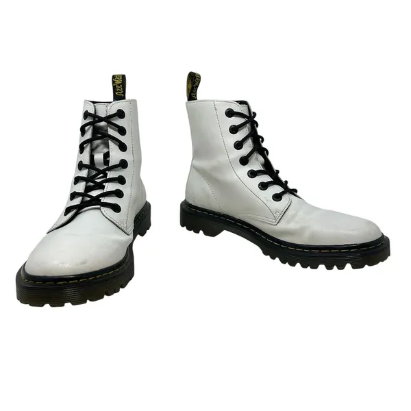 Dr. Martens Luana Combat Boots White Leather Lace Up‎ Women's Size US 10 - Image 4