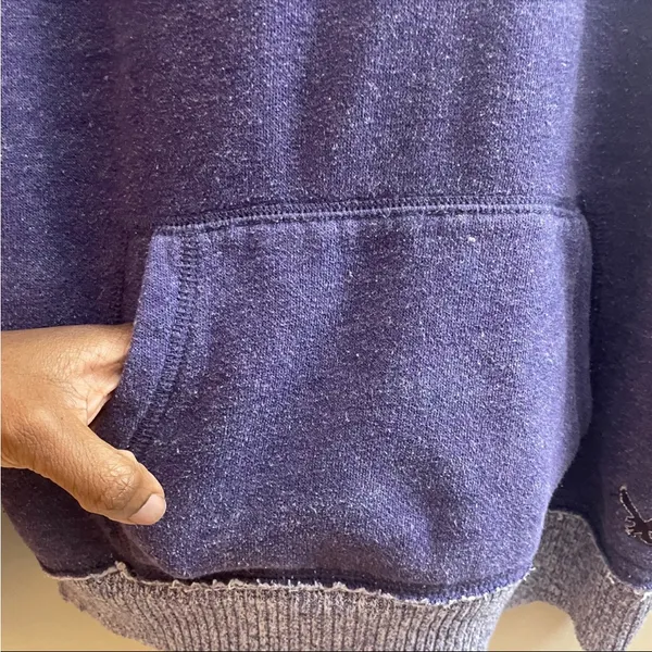 American Eagle purple hoodie teal fleece-lined sweatshirt size medium - Image 9