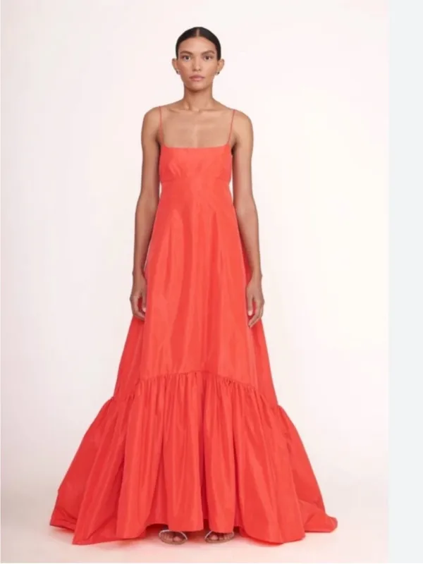 Staud The Florence Gown in Hibiscus Red M/US6-8 - Image 3