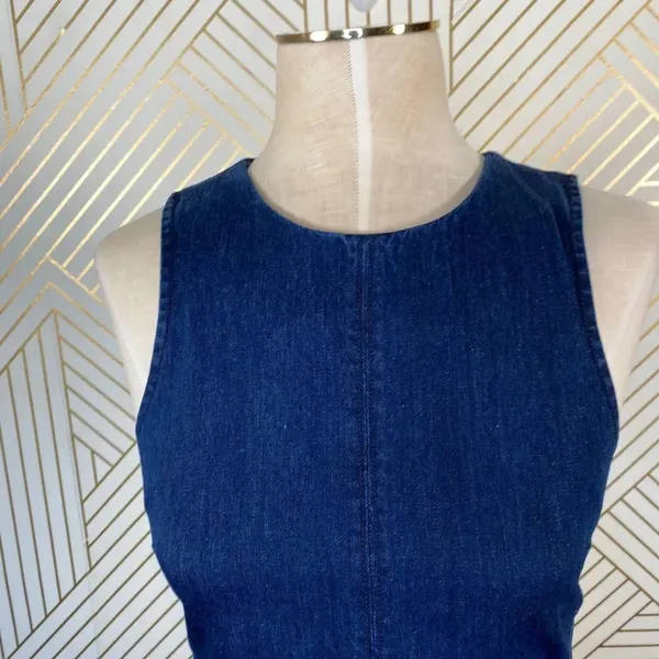 N/Nicholas Denim Flare‎ Side Sleeveless Dress Blue - Image 4