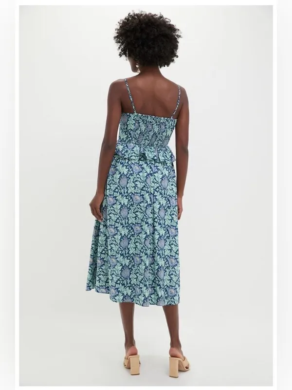 Tuckernuck Hyacinth House Blue Leafy Floral Maeve Midi Dress Sz S - Image 2