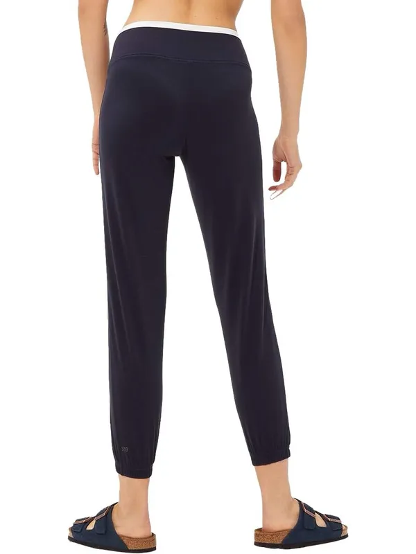 SPLITS 59 Lucie Low Rise Airweight Cropped Jogger Pant Navy Blue White Sz Small - Image 2