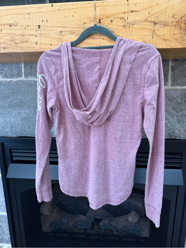 Hollister Y2K Pink Hooded Long Sleeve Shirt Embroidered Size Small - Image 5