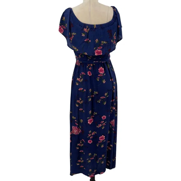 Baltic Born Marion Maxi Dress Off the‎ Shoulder Floral Print Blue Size Small - Image 8