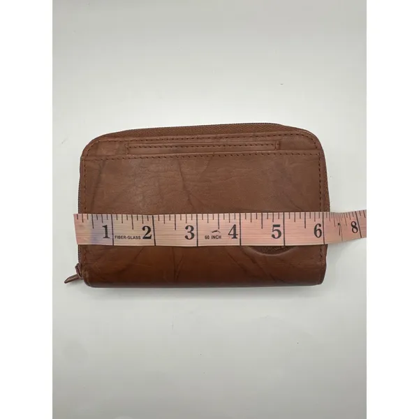 Buxton Brown Genuine Leather Double Zip Around RFID Organizer Wallet‎ Women - Image 9