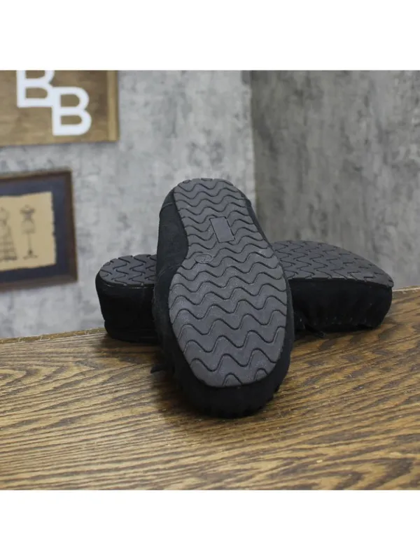 NEW Auden Women's Suede Faux Fur Lined Slippers Black 7M - Image 5