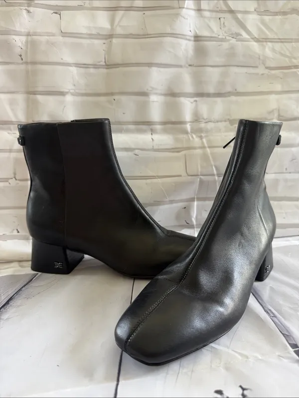Sam Edelman Paige Black Leather Square-Toe Ankle Boots - Image 2
