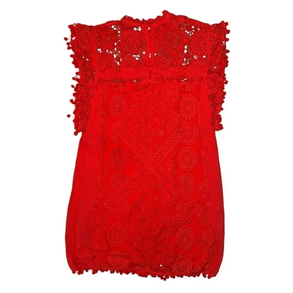 Tularosa revolve red lace pom pom shift mini dress women’s size small - Image 5