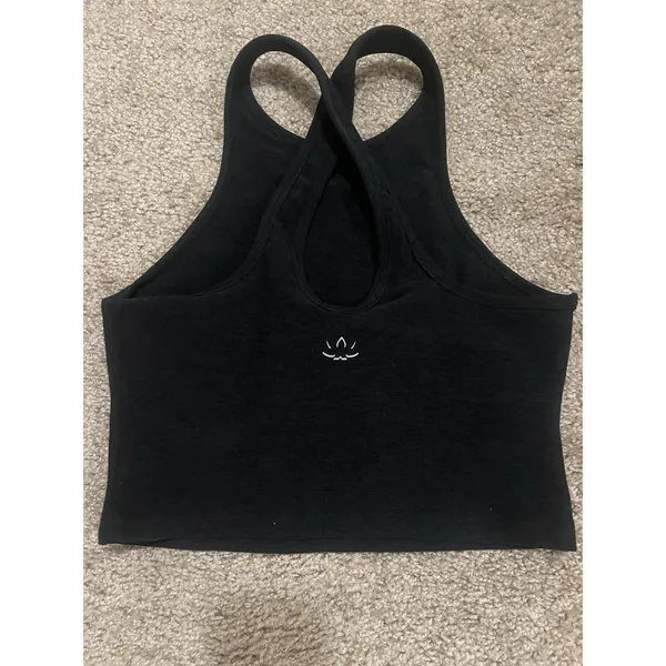 Beyond Yoga Studio Space Dye Cross Back Heather Black Gym Fitness Tank Top M - Image 9