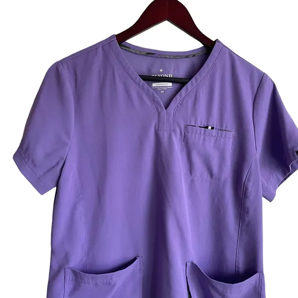 Beyond Scrubs Women Top‎ M Purple Medical Uniform Nurse Workwear Dental Casual - Image 5